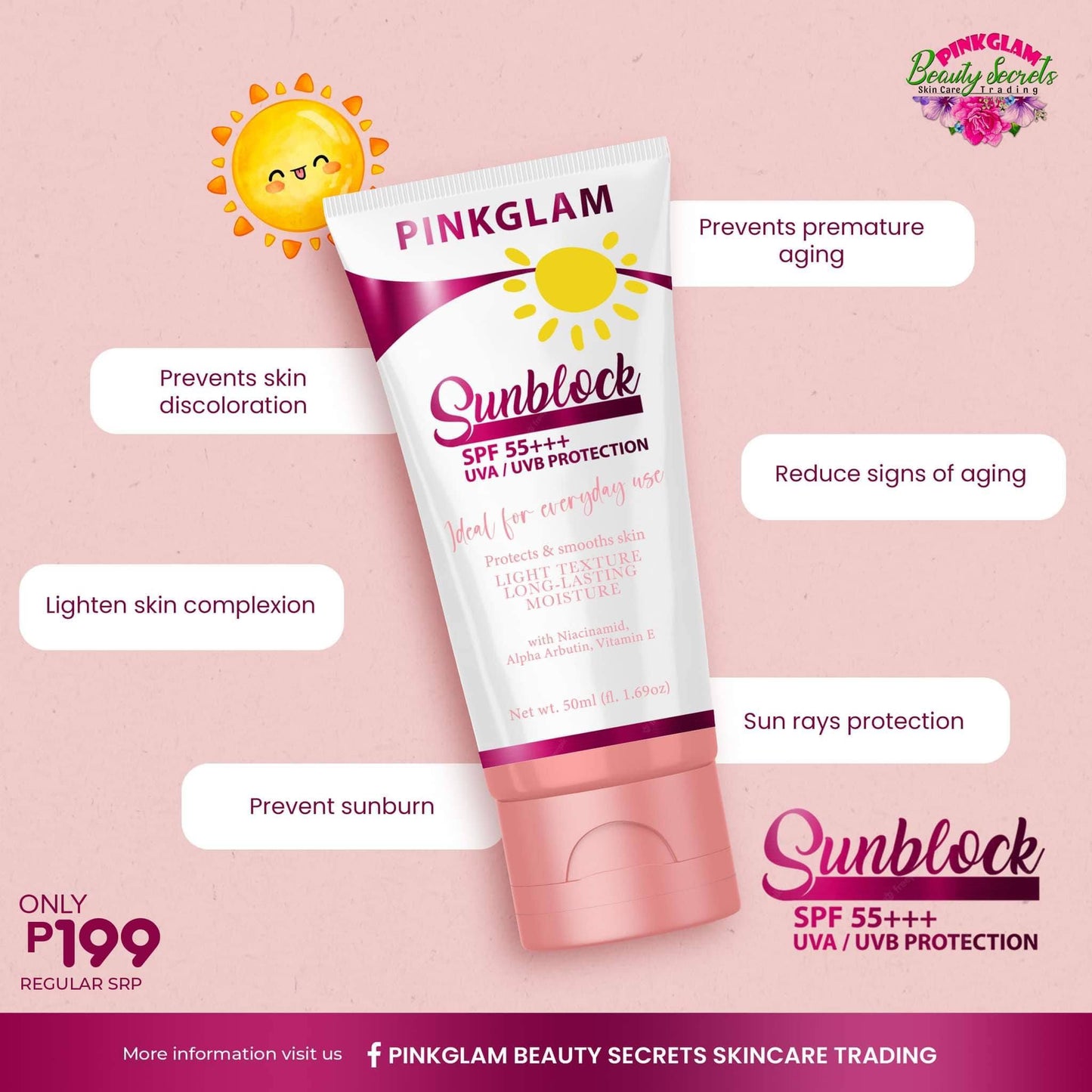 Pinkglam Beauty Sunblock BB Cream SPF 50+